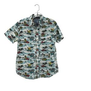 Huntington Beach Club Tropical Car Palm Tree Button Up Shirt Men’s Size Medium